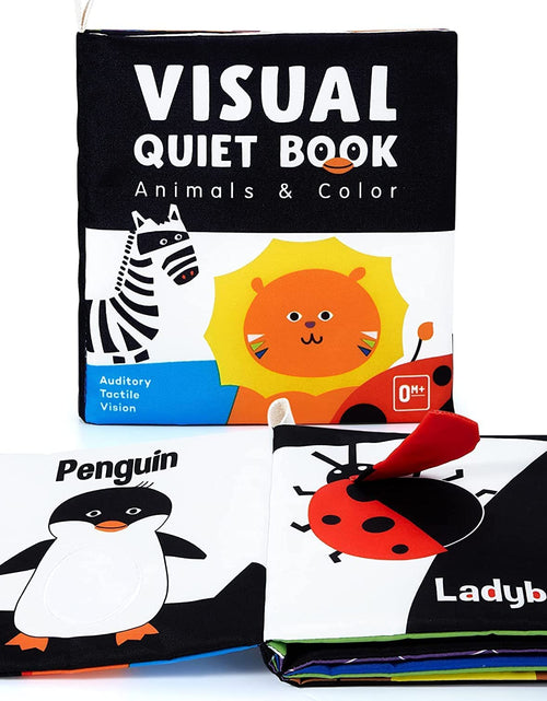 Load image into Gallery viewer, Soft Baby Books, High Contrast Black and White Books Nontoxic Fabric Touch and Feel Crinkle Cloth Books Early Educational Stimulation Toys for Infants Toddlers, Baby Girl &amp; Baby Boy Gift Animal
