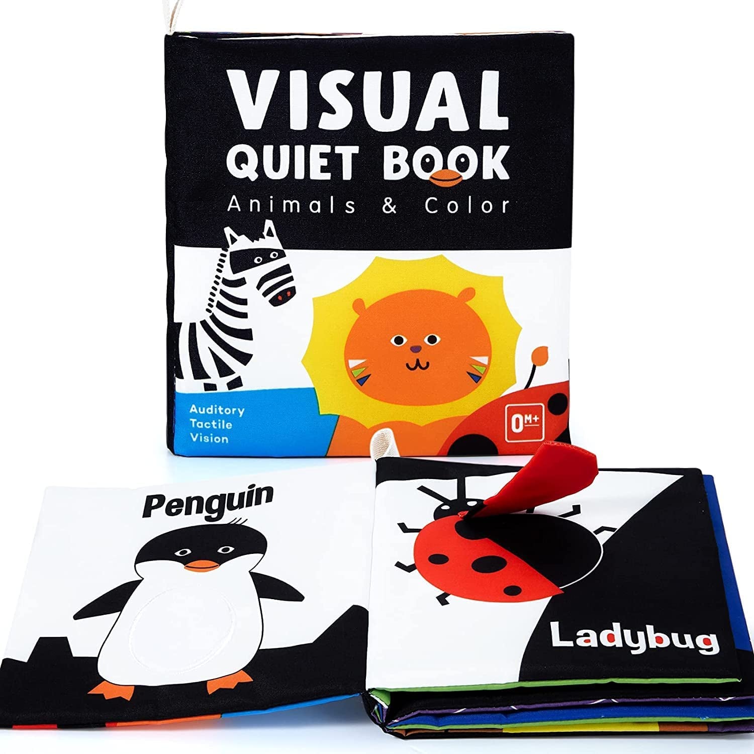 Soft Baby Books, High Contrast Black and White Books Nontoxic Fabric Touch and Feel Crinkle Cloth Books Early Educational Stimulation Toys for Infants Toddlers, Baby Girl & Baby Boy Gift Animal