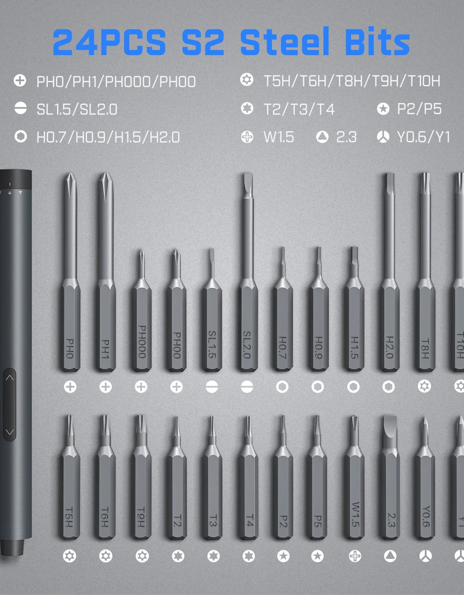 Cordless Precision Screwdriver Set with 24 Magnetic Precision Bits