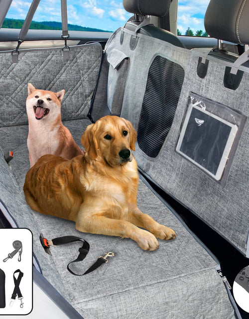 Load image into Gallery viewer, Car Dog Cover with Zipper- Car Hammock for Dogs Waterproof - Dog Car Seat Cover for Back Seat with Mesh Window Big Pocket for Car/Suv Nonslip Rubber Back Washable Luxury Material
