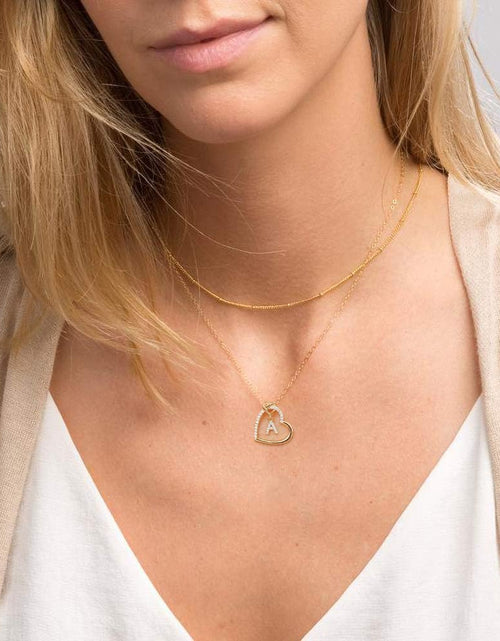 Load image into Gallery viewer, CZ Heart Pendant Initial Necklaces, 14K Gold Filled Heart Initial Necklaces for Teen Girls Women, Dainty Letter Necklace for Women Kids Girls Jewelry Cute Heart Necklace Jewelry for Girls Gifts
