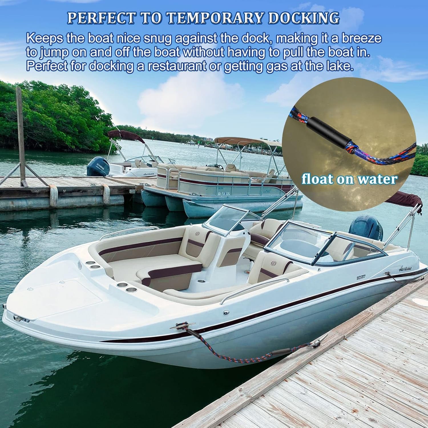 Boat Bungee Dock Lines, Boating Gifts for Men, Boat Accessories, Pontoon Accessories, Mooring Lines for Bass Boat, 4 Feet