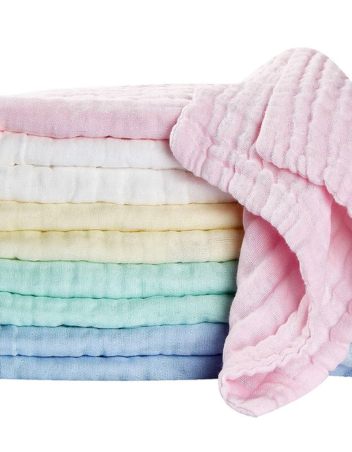 Load image into Gallery viewer, Baby Muslin Washcloths Baby Wipes Soft Newborn Essentials Baby Towels and Washcloths for Face Towel for Sensitive Skin Baby Wash Cloths 10 Pack 10X10 Inches Baby Register Shower Gift by
