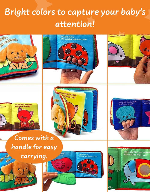 Load image into Gallery viewer, Stimulating Baby Books 0-6 Months and 6-12 Months Infants | Crinkle Books for Babies Makes Great Toys Gift for 1 Year Old | Soft Cloth Animals Baby Books for Baby Gift
