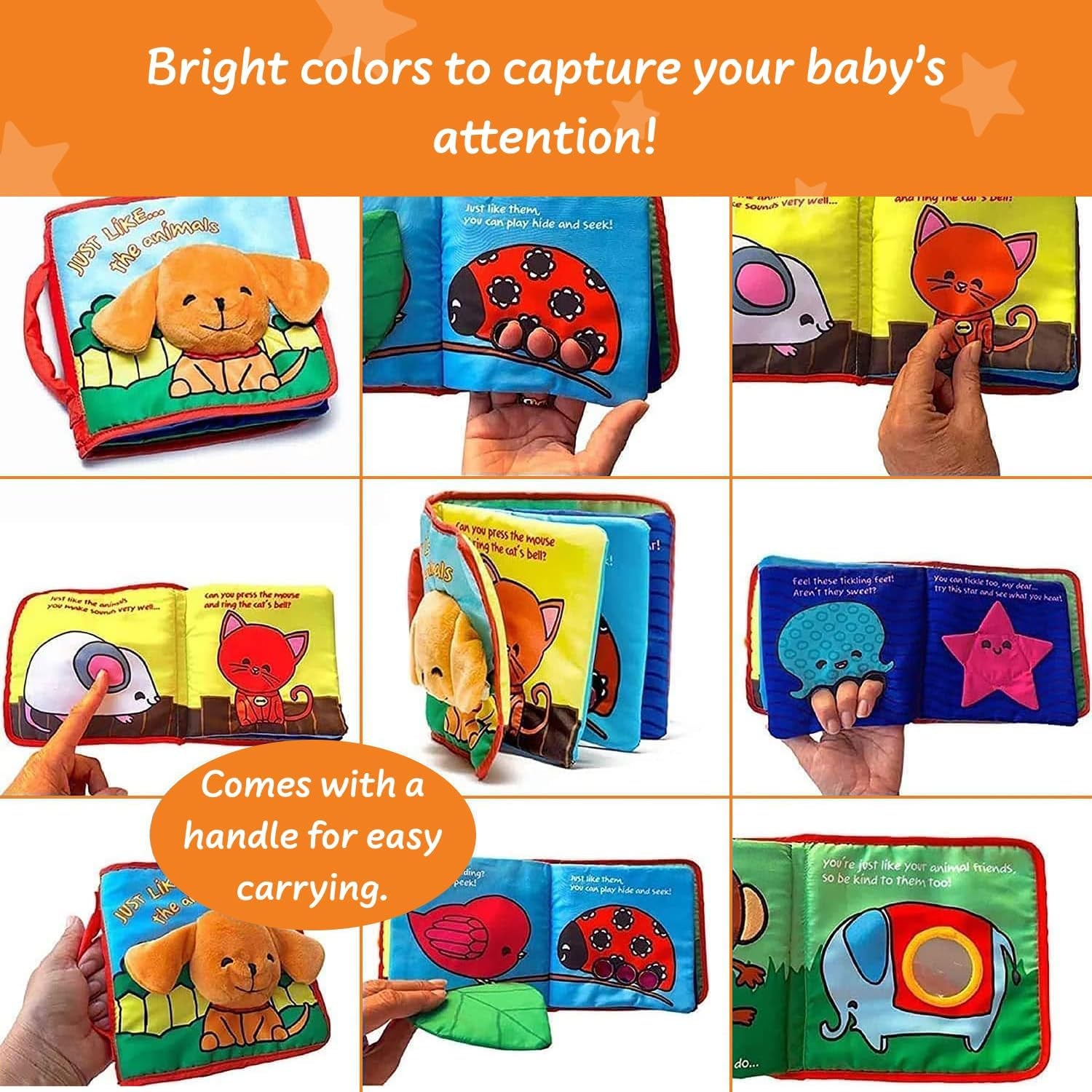 Stimulating Baby Books 0-6 Months and 6-12 Months Infants | Crinkle Books for Babies Makes Great Toys Gift for 1 Year Old | Soft Cloth Animals Baby Books for Baby Gift