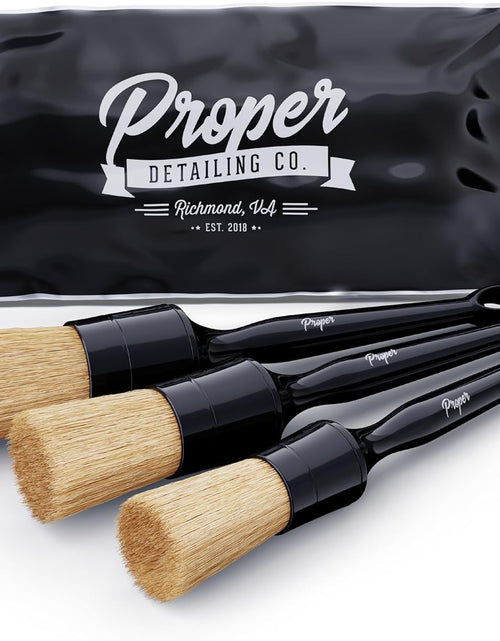 Load image into Gallery viewer, Professional Detailing Brush Set Ultra Soft Boars Hair Detailing Brushes 3 Pack, Detail Automotive Interior or Exterior, Get Professional Results with Proper Detail Brushes Car Detailing
