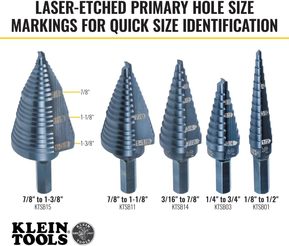 KTSB15 Step Drill Bit #15 Double Fluted 7/8 to 1-3/8-Inch