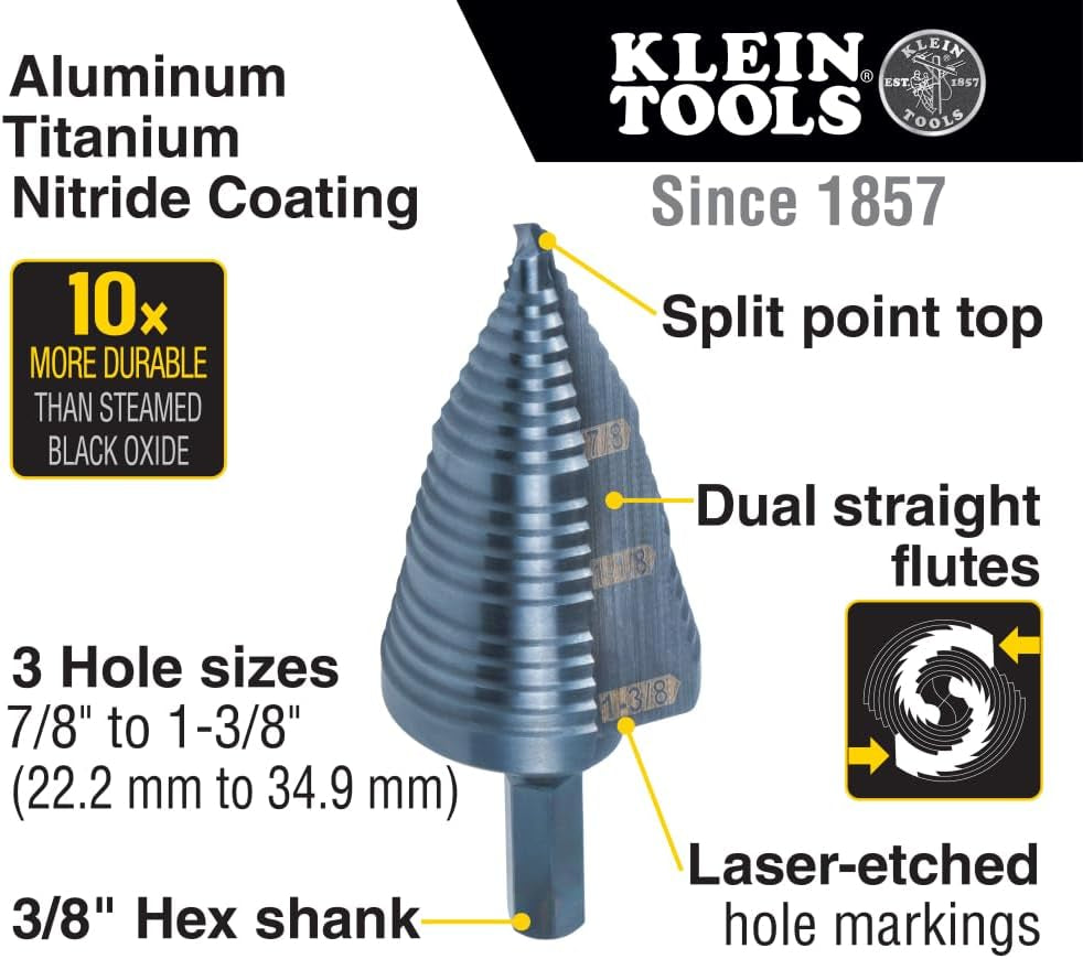 KTSB15 Step Drill Bit #15 Double Fluted 7/8 to 1-3/8-Inch