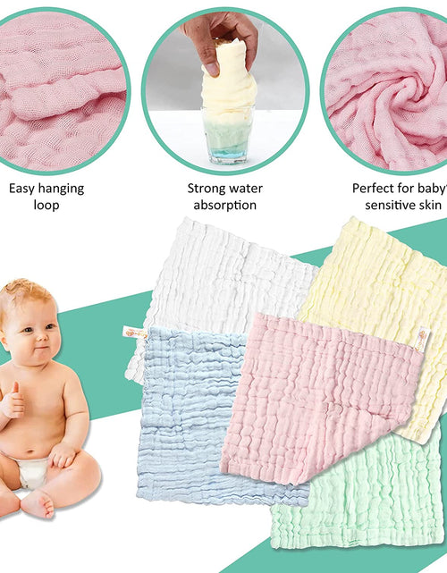 Load image into Gallery viewer, Baby Muslin Washcloths Baby Wipes Soft Newborn Essentials Baby Towels and Washcloths for Face Towel for Sensitive Skin Baby Wash Cloths 10 Pack 10X10 Inches Baby Register Shower Gift by
