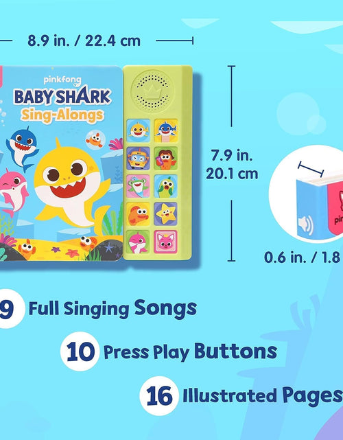 Load image into Gallery viewer, Baby Shark Sing-Alongs 10 Button Sound Book | Baby Shark Toys | Learning &amp; Education Toys | Interactive Baby Books for Toddlers 1-3 | Gifts for Boys &amp; Girls
