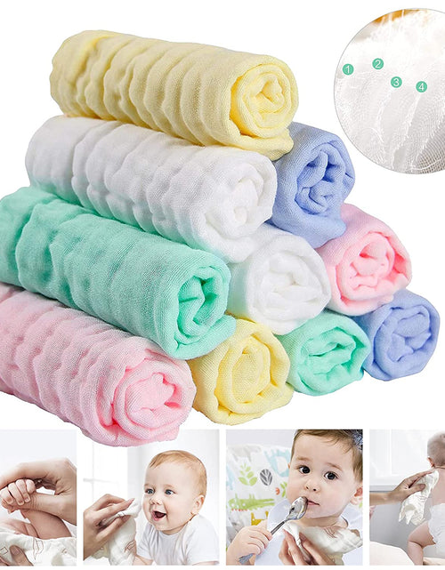 Load image into Gallery viewer, Baby Muslin Washcloths Baby Wipes Soft Newborn Essentials Baby Towels and Washcloths for Face Towel for Sensitive Skin Baby Wash Cloths 10 Pack 10X10 Inches Baby Register Shower Gift by
