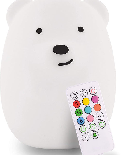 Load image into Gallery viewer, Lumipet Bear Jumbo Kids Night Light, Cute Nursery Light for Baby, Toddler, Silicone LED Lamp, Remote Operated, USB Rechargeable Battery, 9 Available Colors, Timer Auto Shutoff
