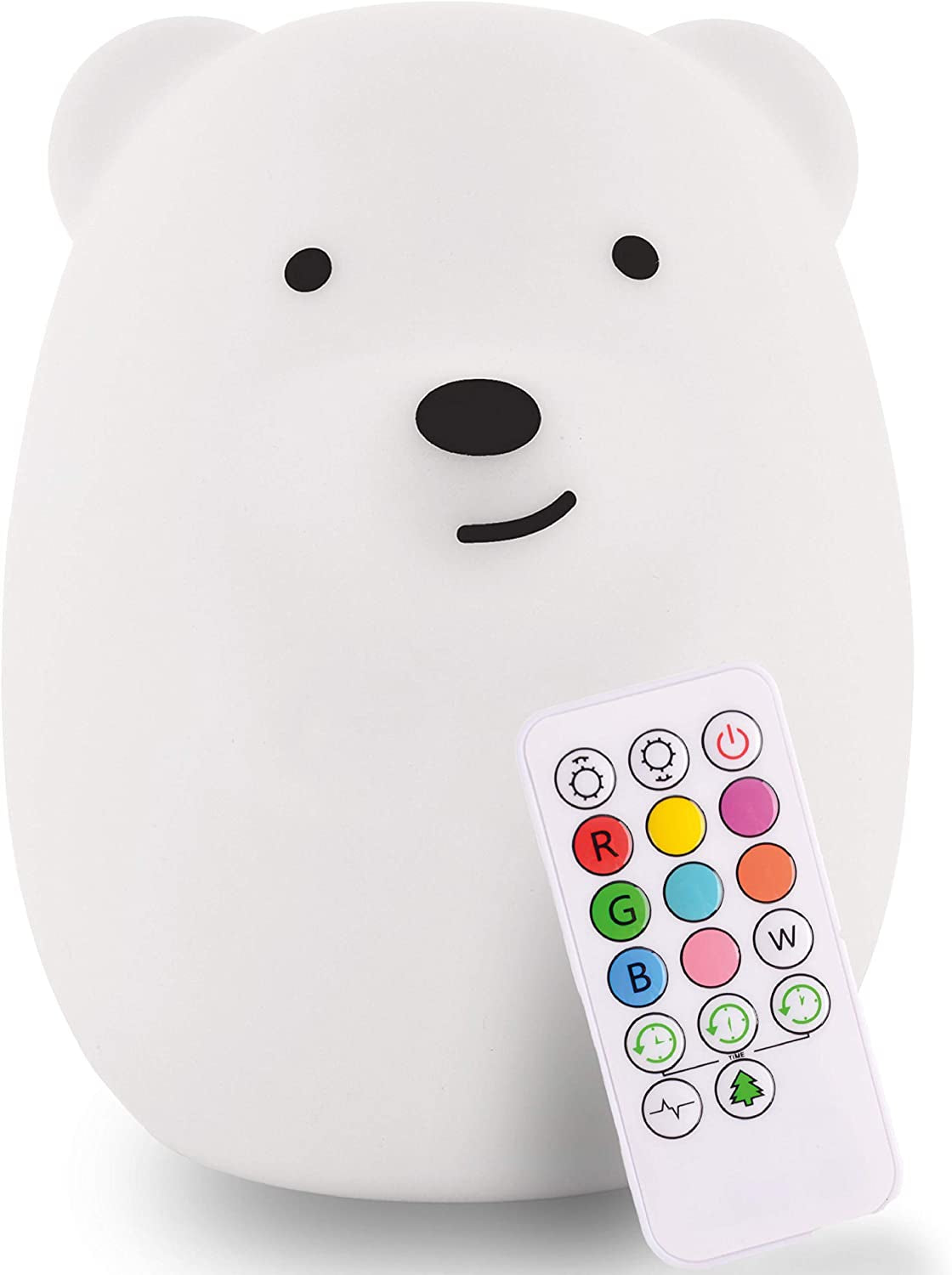 Lumipet Bear Jumbo Kids Night Light, Cute Nursery Light for Baby, Toddler, Silicone LED Lamp, Remote Operated, USB Rechargeable Battery, 9 Available Colors, Timer Auto Shutoff