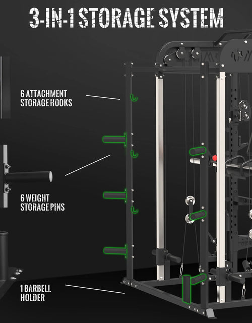 Load image into Gallery viewer, Smith Machine Home Gym, 2100LBS Smith Rack with Cable Crossover and 800LBS Weight Bench, Home Gym Equipment
