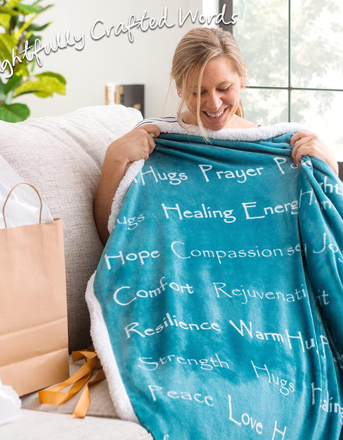 Load image into Gallery viewer, Healing Compassion Warm Hugs Caring Gift Blanket - for Positive Energy Love Support Comfort Strength - Cancer Chemo Surgery Get Well Gift - Patient Women Men Friend ( Twin ) Teal
