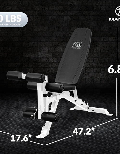 Load image into Gallery viewer, Foldable and Adjustable Weight Bench with Leg Extension, White/Black
