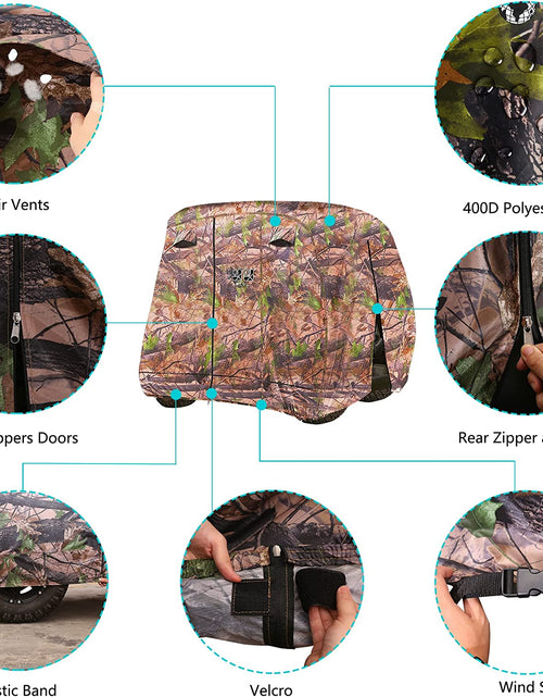 Load image into Gallery viewer, 4 Passenger Golf Cart Cover Fits EZGO, Club Car, Yamaha, 400D Waterproof Windproof Sunproof Outdoor All-Weather Polyester Full Cover with Three Zipper Doors - Black/Army Green/Sliver/Camouflage
