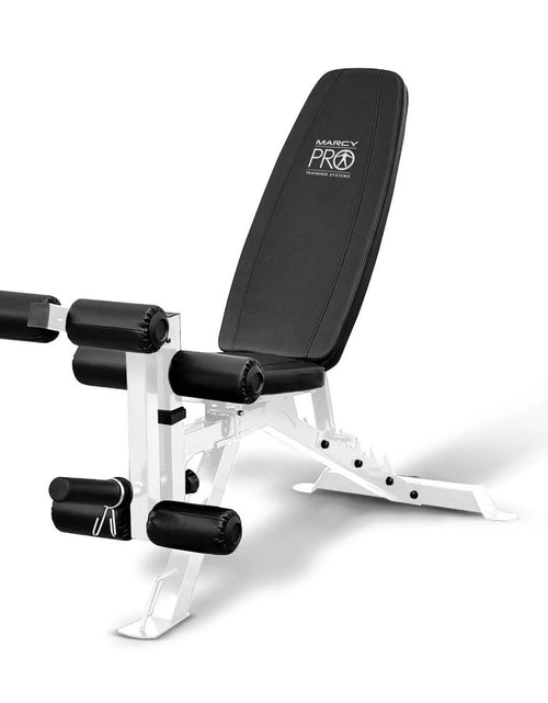 Load image into Gallery viewer, Foldable and Adjustable Weight Bench with Leg Extension, White/Black
