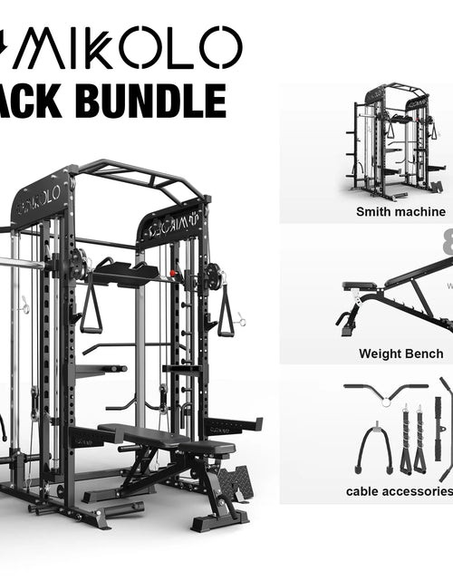 Load image into Gallery viewer, Smith Machine Home Gym, 2100LBS Smith Rack with Cable Crossover and 800LBS Weight Bench, Home Gym Equipment
