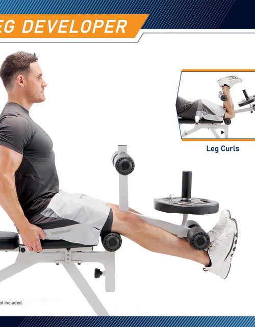 Load image into Gallery viewer, Foldable and Adjustable Weight Bench with Leg Extension, White/Black
