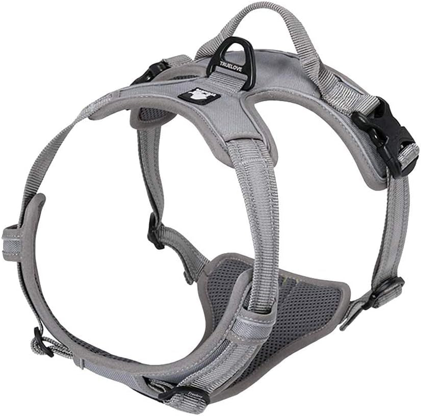 Adjustable No-Pull Dog Harness Reflective Pup Vest Harnesses Comfortable Control Brilliant Colors Truelove Tlh5651(Gray,L)