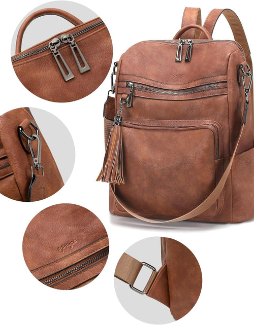 Load image into Gallery viewer, Leather Backpack Purse for Women Fashion Tassel Ladies Shoulder Bags Designer Large Backpack Travel Bag
