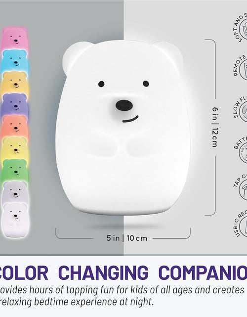 Load image into Gallery viewer, Lumipet Bear Jumbo Kids Night Light, Cute Nursery Light for Baby, Toddler, Silicone LED Lamp, Remote Operated, USB Rechargeable Battery, 9 Available Colors, Timer Auto Shutoff
