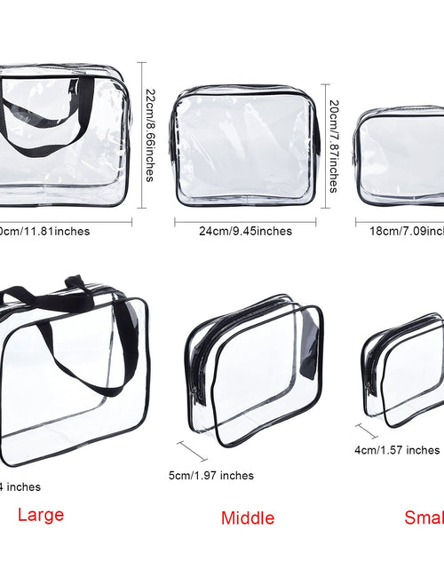 Load image into Gallery viewer, 4 Pieces Clear Make-Up Bags Travel Toiletry Bag Organizers for Traveling Portable Cosmetic Pouch Set with Zipper Handle, Business Trip and School Bathroom, Water-Proof
