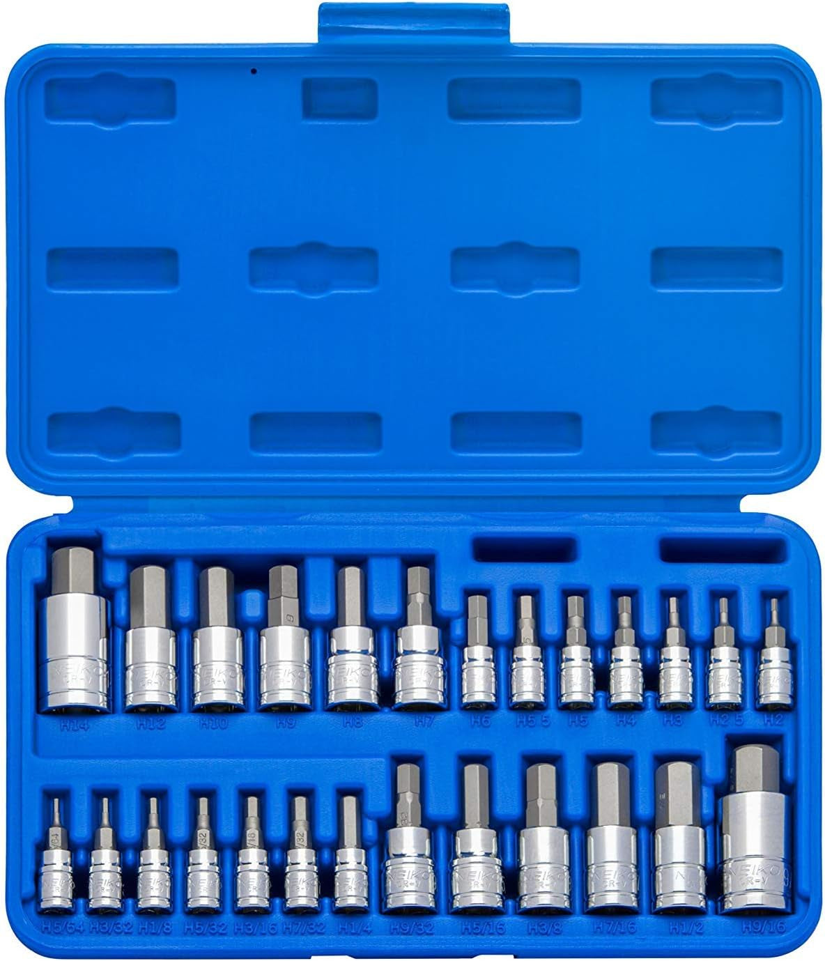 01144A Tamper-Proof Hex Bit Socket Set, 26 Pieces | SAE 5/64-9/16”, Metric 2-14MM