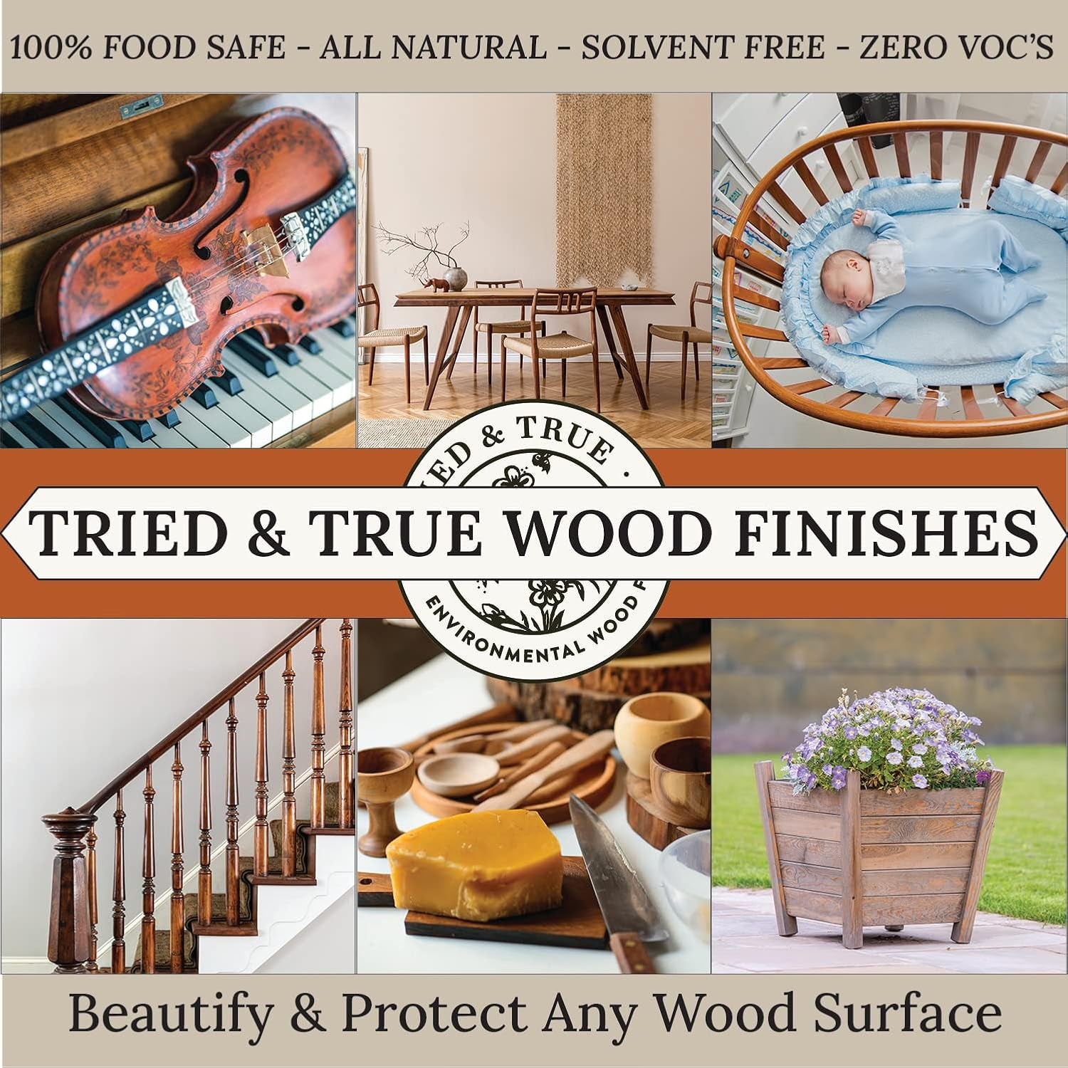 Original Wood Finish – Pint – All-Purpose All-Natural Finish for Wood, Metal, Food Safe, Dye Free, Solvent Free, VOC Free, Non Toxic Wood Finish, Sealer