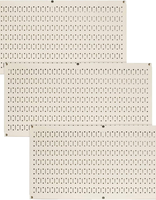 Load image into Gallery viewer, Pegboard Value Pack - (3) Pack of  16-Inch Tall X 32-Inch Wide Horizontal Metal Pegboards for Wall Home &amp; Garage Tool Storage Organization (Beige Pegboard)
