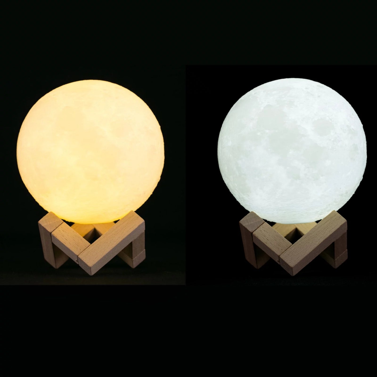 Moon Lamp, Dual-Tone Color LED Light, 3D Printing Moon Light with Bracket, Touch Night Lamp for Kids, Rechargeable Lunar LED Lamp, 8.7 Inch