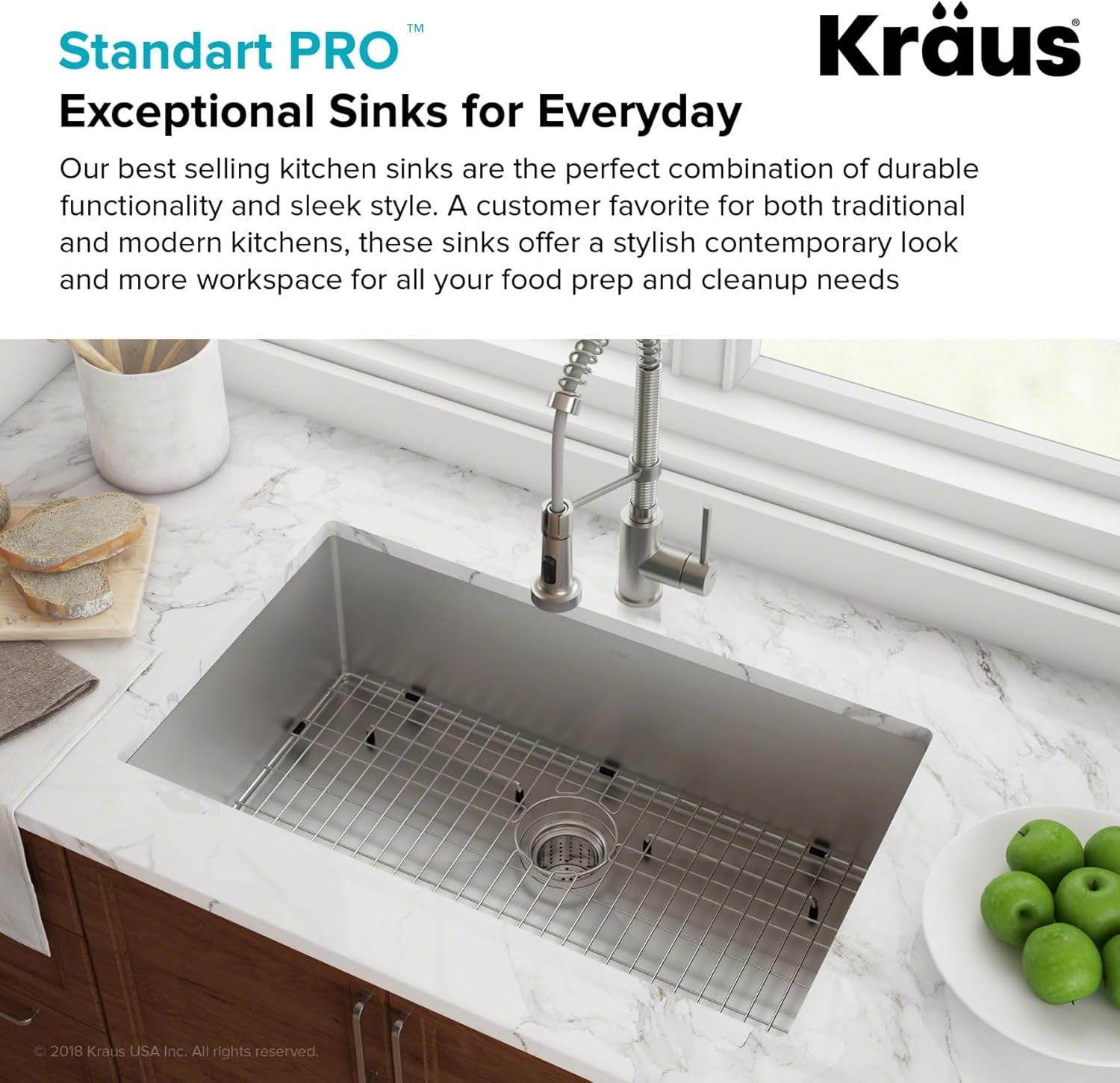 KHU100-28 Kitchen Sink, 28 Inch, Stainless Steel