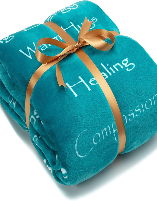 Load image into Gallery viewer, Healing Compassion Warm Hugs Caring Gift Blanket - for Positive Energy Love Support Comfort Strength - Cancer Chemo Surgery Get Well Gift - Patient Women Men Friend ( Twin ) Teal
