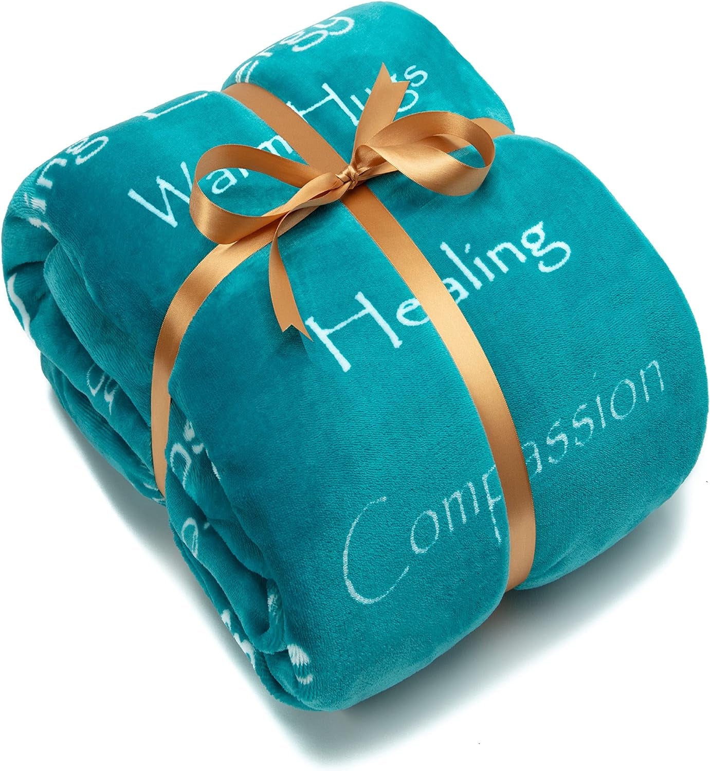 Healing Compassion Warm Hugs Caring Gift Blanket - for Positive Energy Love Support Comfort Strength - Cancer Chemo Surgery Get Well Gift - Patient Women Men Friend ( Twin ) Teal