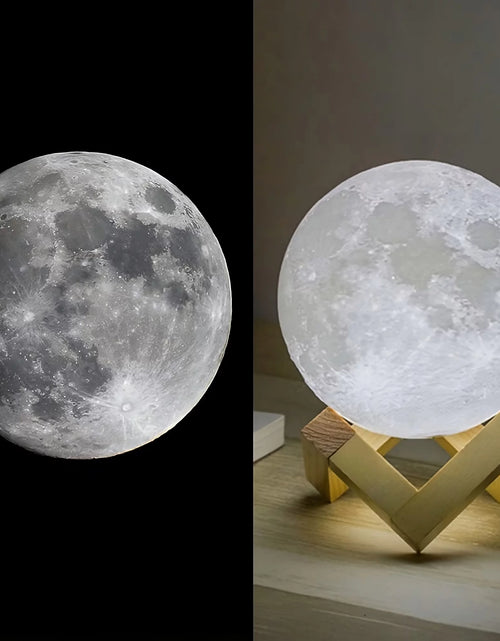 Load image into Gallery viewer, Moon Lamp, Dual-Tone Color LED Light, 3D Printing Moon Light with Bracket, Touch Night Lamp for Kids, Rechargeable Lunar LED Lamp, 8.7 Inch
