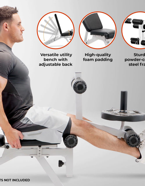 Load image into Gallery viewer, Foldable and Adjustable Weight Bench with Leg Extension, White/Black
