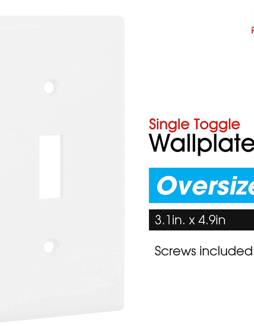 Load image into Gallery viewer, Single Oversized Wall Plate Cover, 1 Gang, Unbreakable Faceplate, 3.1” X 4.9”, Screws Included, White, 30864 Toggle Switch Wallplate
