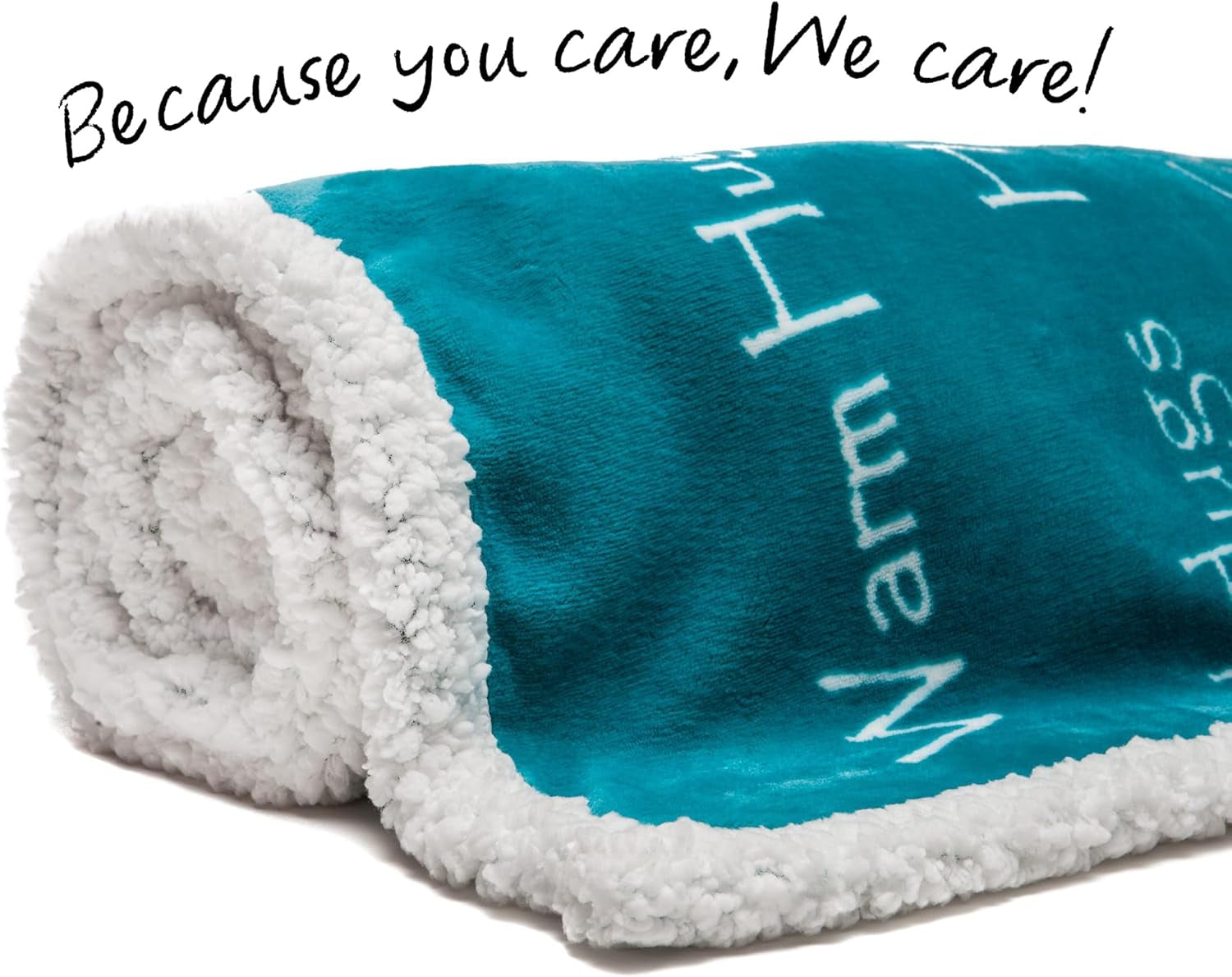 Healing Compassion Warm Hugs Caring Gift Blanket - for Positive Energy Love Support Comfort Strength - Cancer Chemo Surgery Get Well Gift - Patient Women Men Friend ( Twin ) Teal