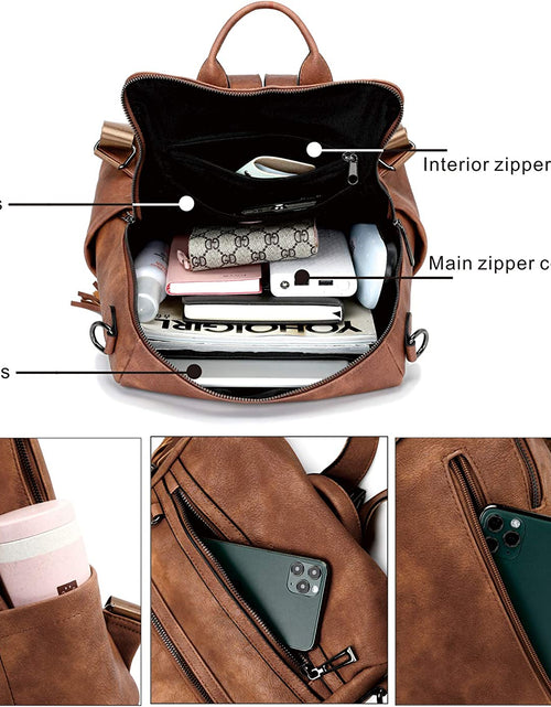 Load image into Gallery viewer, Leather Backpack Purse for Women Fashion Tassel Ladies Shoulder Bags Designer Large Backpack Travel Bag
