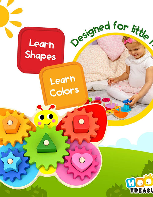 Load image into Gallery viewer, Wooden Toys - Montessori Toys for 2 Year Old Girls and Boys - Toddler Puzzles - Shape Sorting Matching Gear Game - Educational Toddler Toys Age 2-3 - Great Preschool Learning Activities
