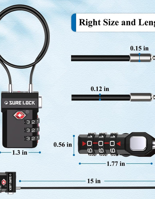 Load image into Gallery viewer, TSA Approved Luggage Locks, Open Alert, Easy Read Dials, Travel Luggage Locks for Suitcase, Baggage Locks
