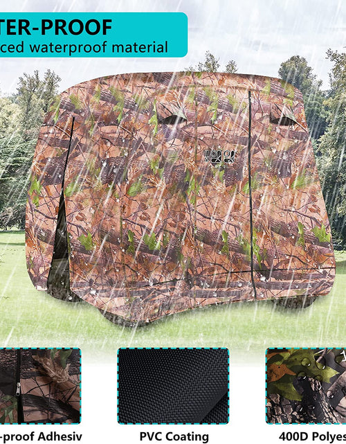 Load image into Gallery viewer, 4 Passenger Golf Cart Cover Fits EZGO, Club Car, Yamaha, 400D Waterproof Windproof Sunproof Outdoor All-Weather Polyester Full Cover with Three Zipper Doors - Black/Army Green/Sliver/Camouflage
