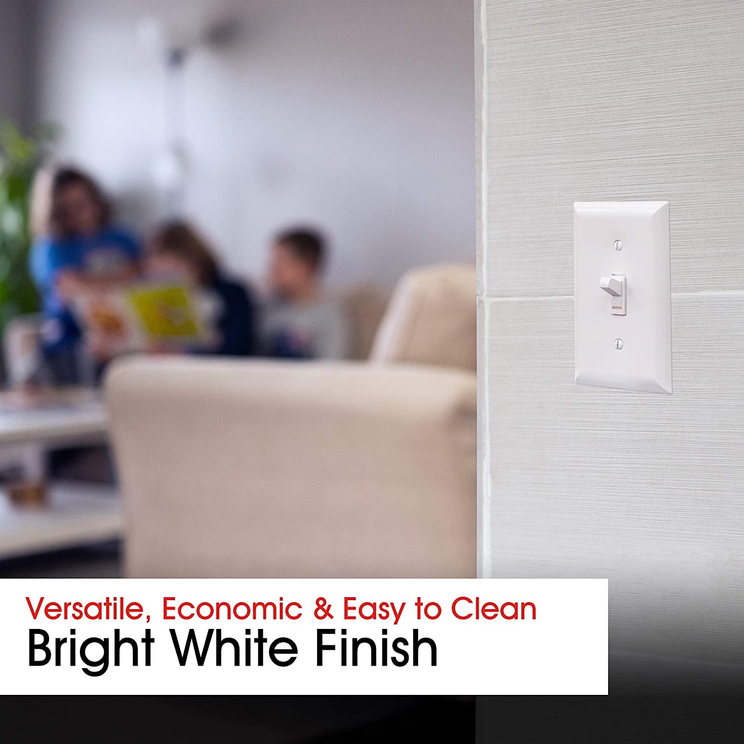 Single Oversized Wall Plate Cover, 1 Gang, Unbreakable Faceplate, 3.1” X 4.9”, Screws Included, White, 30864 Toggle Switch Wallplate