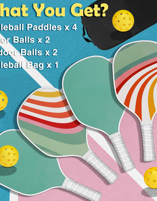 Load image into Gallery viewer, Pickleball Paddles Set of 4 - USAPA Approved, 4 Indoor Outdoor Pickleball Balls, Paddle Racket with Cover Bag, Ideal Training Equipment Gift for Men &amp; Women
