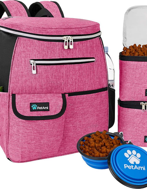 Load image into Gallery viewer, Dog Travel Bag Backpack, Airline Approved Dog Bags for Traveling, Puppy Diaper Bag Supplies, Pet Camping Essentials Hiking Accessories Dog Mom Gift, Food Container, Collapsible Bowls, Pink
